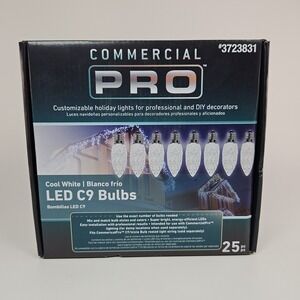 GEMMY Commercial Pro‎ 25 Ct C9 Cool White LED String Christmas Light Bulbs E17